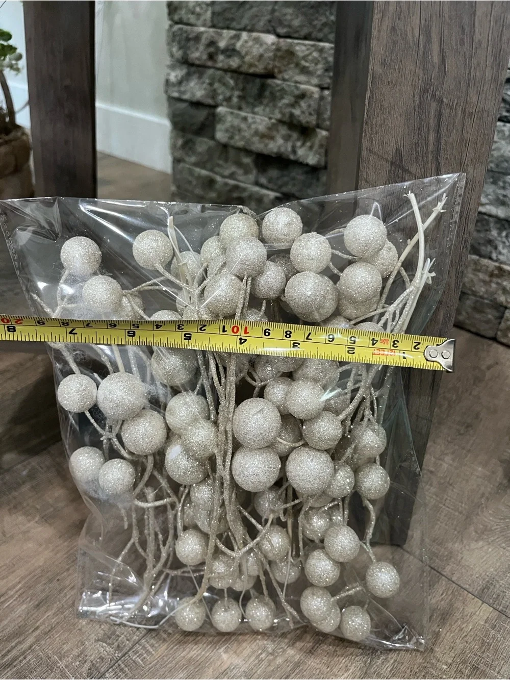 Glitter Ball Holiday Decor - White Glitter Holiday Decor ~EUC~